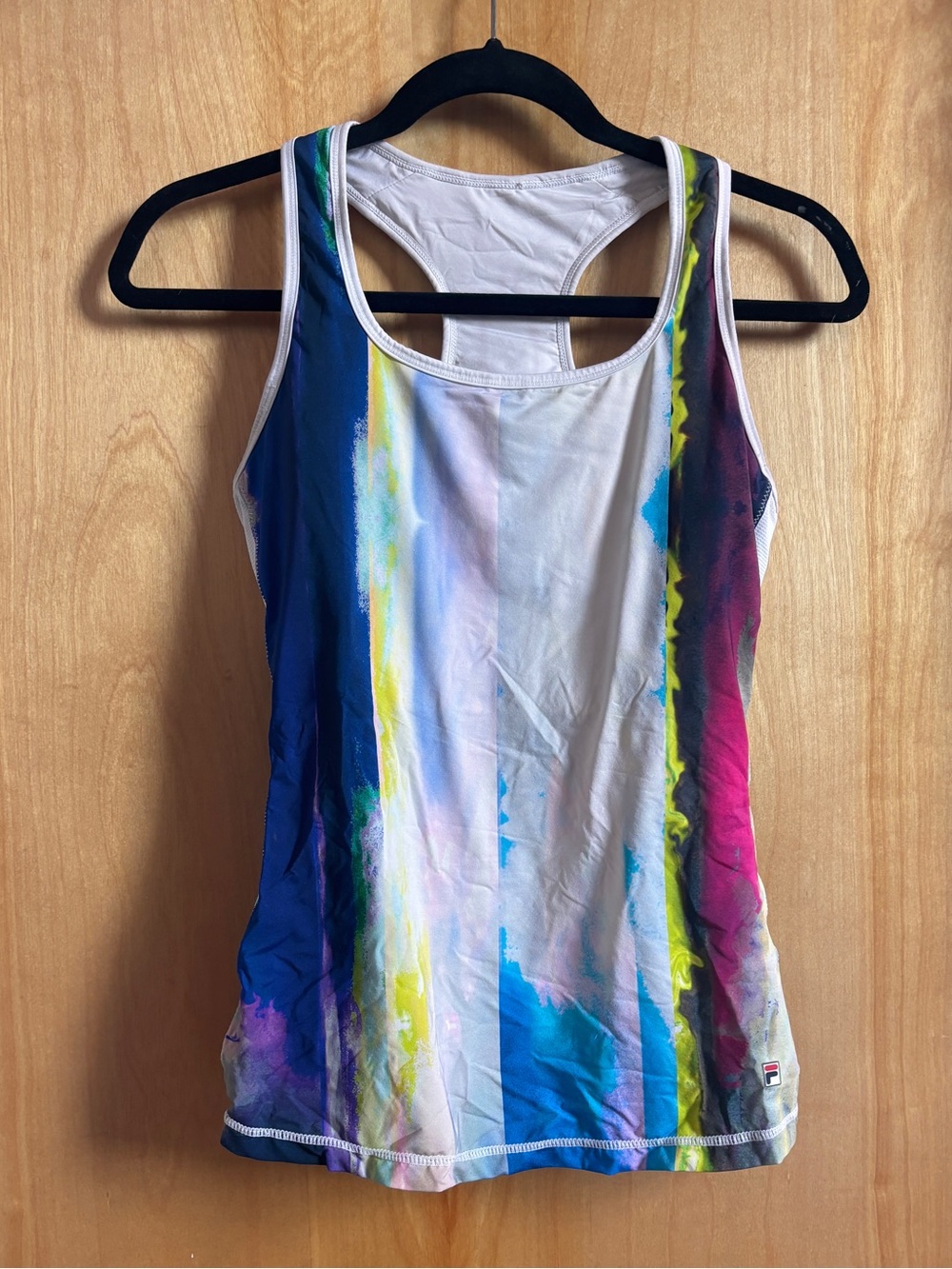 Fila Center Court Galaxy Multicolor Tank Top Activewear Tennis White Bra Pattern